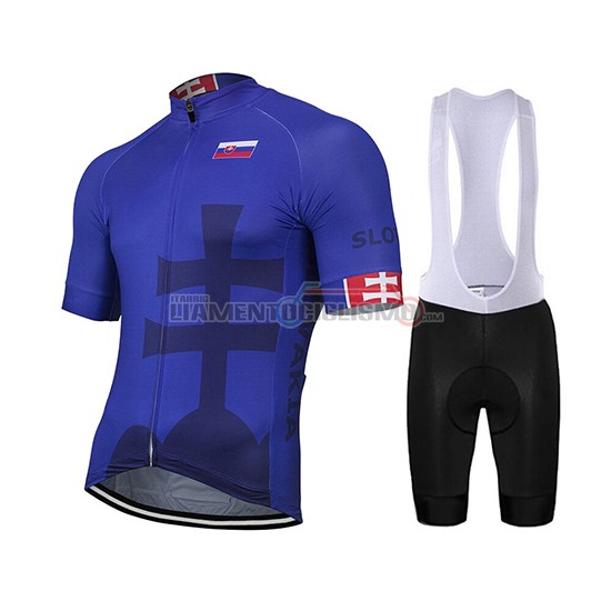 Abbigliamento Ciclismo Slovacchia Manica Corta 2019 Blu Nero